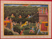 Load image into Gallery viewer, Animal Hunting Battle Scene Painting Military Art with Meaning - ArtUdaipur
