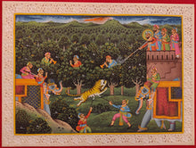 Load image into Gallery viewer, Animal Hunting Battle Scene Painting Military Art with Meaning - ArtUdaipur
