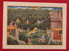 Load image into Gallery viewer, Animal Hunting Battle Scene Painting Military Art with Meaning - ArtUdaipur
