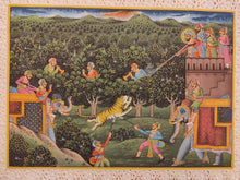 Load image into Gallery viewer, Animal Hunting Battle Scene Painting Military Art with Meaning - ArtUdaipur
