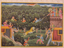 Load image into Gallery viewer, Animal Hunting Battle Scene Painting Military Art with Meaning - ArtUdaipur
