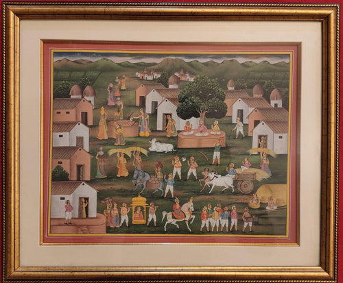 Village Scene Miniature Painting India Rural