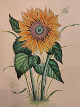 Load image into Gallery viewer, Handmade Indian Miniature Flower Paint Hard Paper Art Work Exquisite Sunflower - ArtUdaipur
