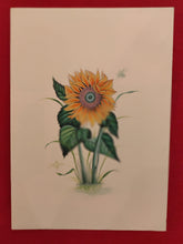 Load image into Gallery viewer, Handmade Indian Miniature Flower Paint Hard Paper Art Work Exquisite Sunflower - ArtUdaipur
