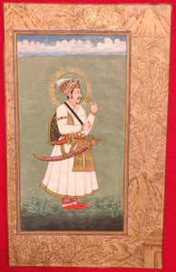 Hand Painted Mughal Maharajah King Portrait Miniature Painting India Paper - ArtUdaipur