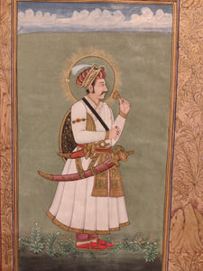 Hand Painted Mughal Maharajah King Portrait Miniature Painting India Paper - ArtUdaipur