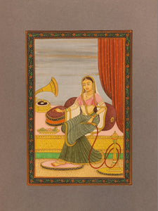 Hand Painted Mughal Maharani Queen Portait Miniature Painting India Paper Art - ArtUdaipur