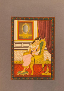 Hand Painted Mughal Maharani Portrait Queen Miniature Painting India Hookah - ArtUdaipur