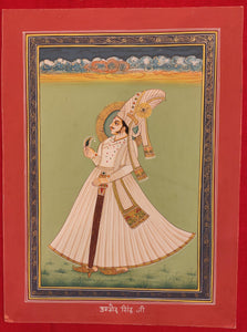 Hand Painted Rajasthani Maharajah King Portrait Miniature Painting India Art - ArtUdaipur