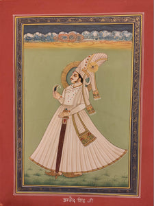 Hand Painted Rajasthani Maharajah King Portrait Miniature Painting India Art - ArtUdaipur