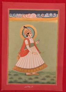 Hand Painted Rajasthani Maharajah King Portrait Miniature Painting India Mewar - ArtUdaipur
