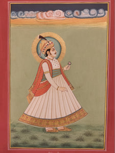 Hand Painted Rajasthani Maharajah King Portrait Miniature Painting India Mewar - ArtUdaipur