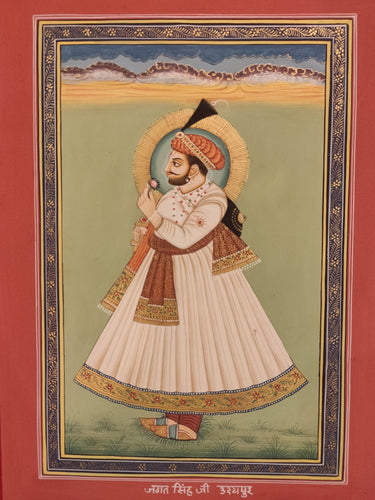 Hand Painted Rajasthani Maharajah King Portrait Miniature Painting India Art - ArtUdaipur