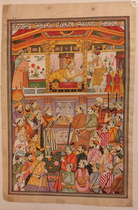 Hand Painted Mughal Maharajah Court Scene Darbar Miniature Painting India Art - ArtUdaipur