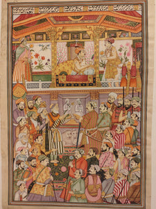 Hand Painted Mughal Maharajah Court Scene Darbar Miniature Painting India Art - ArtUdaipur