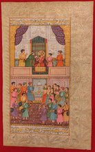 Load image into Gallery viewer, Hand Painted Mughal Court Scene Darbar Maharajah King Miniature Painting India - ArtUdaipur
