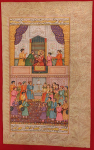 Hand Painted Mughal Court Scene Darbar Maharajah King Miniature Painting India - ArtUdaipur