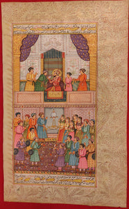 Hand Painted Mughal Court Scene Darbar Maharajah King Miniature Painting India - ArtUdaipur
