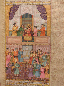 Hand Painted Mughal Court Scene Darbar Maharajah King Miniature Painting India - ArtUdaipur