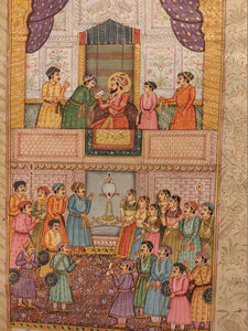 Hand Painted Mughal Court Scene Darbar Maharajah King Miniature Painting India - ArtUdaipur