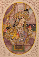 Load image into Gallery viewer, Hand Painted Mughal Shah Jahan and Mumtaz Miniature Painting India Paper Artwork - ArtUdaipur
