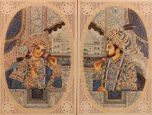Load image into Gallery viewer, Hand Painted Mughal Shah Jahan and Mumtaz Miniature Painting India Artwork - ArtUdaipur
