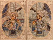 Load image into Gallery viewer, Hand Painted Mughal Shah Jahan and Mumtaz Miniature Painting India Artwork - ArtUdaipur
