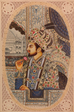 Load image into Gallery viewer, Hand Painted Mughal Shah Jahan and Mumtaz Miniature Painting India Artwork - ArtUdaipur
