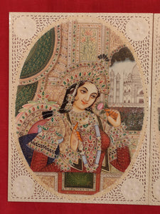Hand Painted Mughal Shah Jahan and Mumtaz Miniature Painting India Paper Artwork - ArtUdaipur