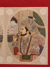 Load image into Gallery viewer, Hand Painted Mughal Shah Jahan and Mumtaz Miniature Painting India Paper Artwork - ArtUdaipur
