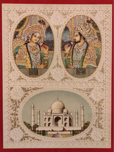 Hand Painted Mughal Shah Jahan and Mumtaz Miniature Painting India Artwork - ArtUdaipur