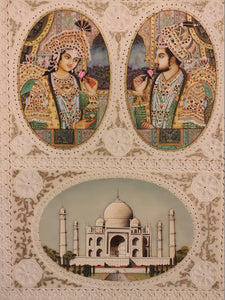 Shah Jahan and Mumtaz Taj Mahal Painting Art