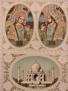 Hand Painted Mughal Shah Jahan and Mumtaz Miniature Painting India Artwork - ArtUdaipur