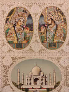 Hand Painted Mughal Shah Jahan and Mumtaz Miniature Painting India Artwork - ArtUdaipur
