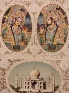 Hand Painted Mughal Shah Jahan and Mumtaz Miniature Painting India Artwork - ArtUdaipur