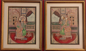 Hand Painted Shah Jahan and Mumtaz Miniature Painting India Framed Artwork - ArtUdaipur