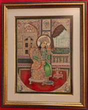 Load image into Gallery viewer, Hand Painted Shah Jahan and Mumtaz Miniature Painting India Framed Artwork - ArtUdaipur
