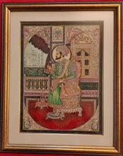 Load image into Gallery viewer, Hand Painted Shah Jahan and Mumtaz Miniature Painting India Framed Artwork - ArtUdaipur
