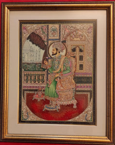 Hand Painted Shah Jahan and Mumtaz Miniature Painting India Framed Artwork - ArtUdaipur
