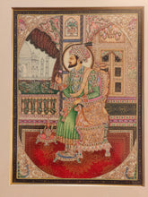 Load image into Gallery viewer, Hand Painted Shah Jahan and Mumtaz Miniature Painting India Framed Artwork - ArtUdaipur
