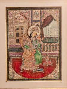 Hand Painted Shah Jahan and Mumtaz Miniature Painting India Framed Artwork - ArtUdaipur