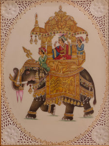 Hand Painted Mughal Maharajah Ambabari Miniature Painting India Artwork Framed Royal - ArtUdaipur