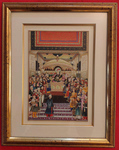 Hand Painted Mughal Court Scene  Darbar Miniature Painting India Art Maharajah Framed Fine Art - ArtUdaipur