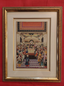 Hand Painted Mughal Court Scene  Darbar Miniature Painting India Art Maharajah Framed Fine Art - ArtUdaipur
