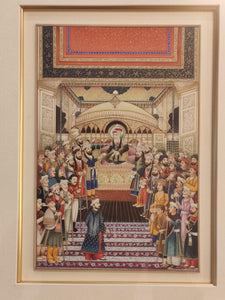Hand Painted Mughal Court Scene  Darbar Miniature Painting India Art Maharajah Framed Fine Art - ArtUdaipur