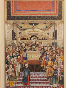 Hand Painted Mughal Court Scene  Darbar Miniature Painting India Art Maharajah Framed Fine Art - ArtUdaipur