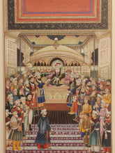 Load image into Gallery viewer, Hand Painted Mughal Court Scene  Darbar Miniature Painting India Art Maharajah Framed Fine Art - ArtUdaipur
