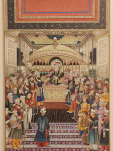 Hand Painted Mughal Court Scene  Darbar Miniature Painting India Art Maharajah Framed Fine Art - ArtUdaipur