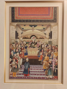 Hand Painted Mughal Court Scene  Darbar Miniature Painting India Art Maharajah Framed Fine Art - ArtUdaipur