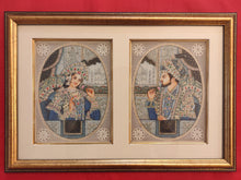 Load image into Gallery viewer, Hand Painted Shah Jahan and Mumtaz Mughal Moghul Miniature Painting India Artwork Framed Frame Fine Artwork - ArtUdaipur
